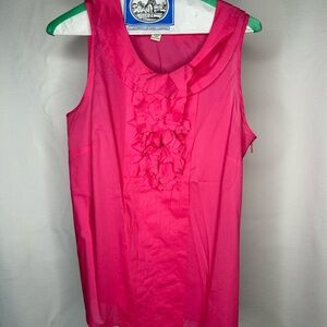 J. Crew Hot Pink Sleeveless Ruffle Blouse